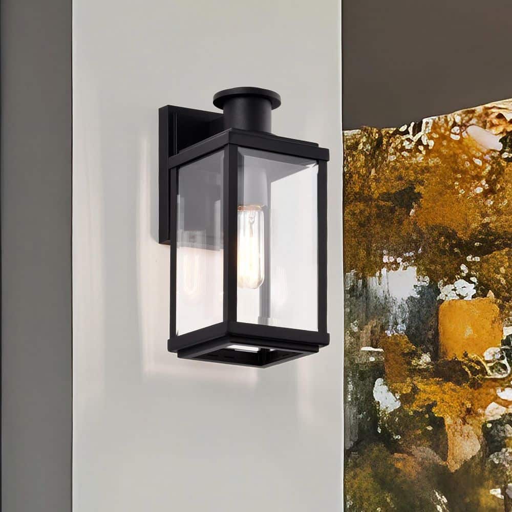Luca 13 in. Sand Black Outdoor Hardwired Wall Lantern Sconce with No Bulbs Included price history on PriceWatchPro