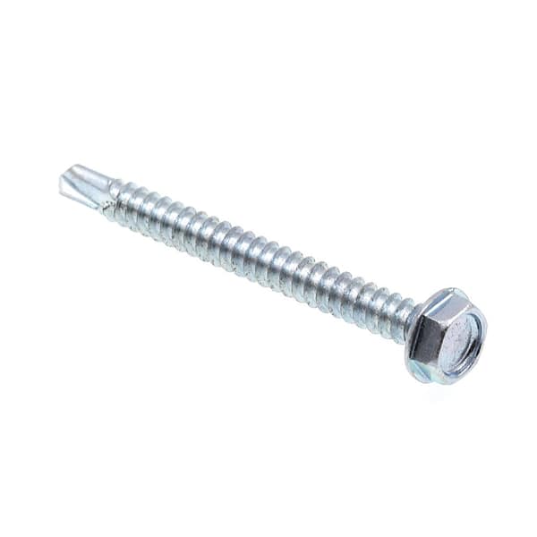 Prime-Line #10 x 2 in. Zinc Plated Case Hardened Steel Indented Hex Washer Head Self-Drilling Sheet Metal Screws (75-Pack)