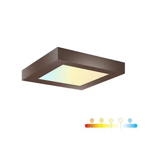 5.5 in. Bronze Square Color Selectable Integrated LED Flush Mount Downlight