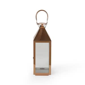 Kestrel Rose Gold Candle 21.25 in. Stainless Steel Outdoor Patio Lantern