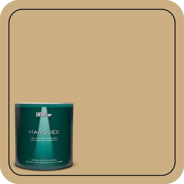 BEHR MARQUEE 1 qt. #S310-4 Perennial Gold One-Coat Hide Semi-Gloss Enamel Interior Paint & Primer