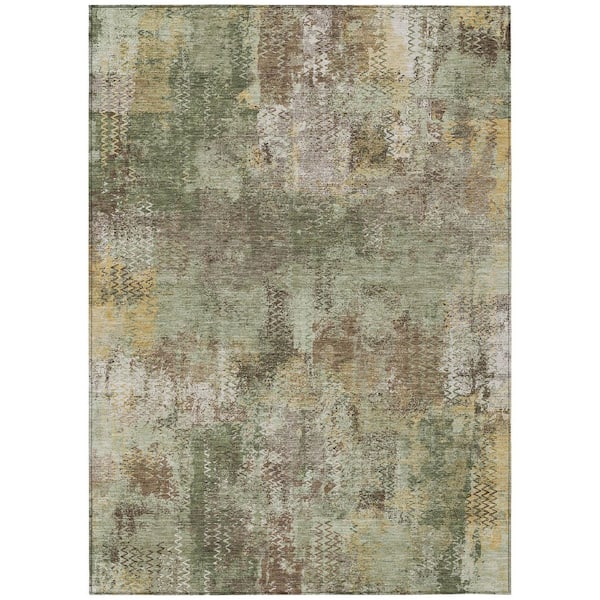 Chantille Machine Washable Indoor/Outdoor Abstract ACN2790 Olive 5 ft. x 7 ft. 6 in. Area Rug