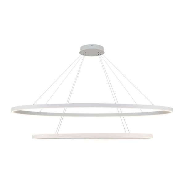 KUZCO Ovale 72-Watt 2 Layer 2-Light Integrated LED White Chandelier