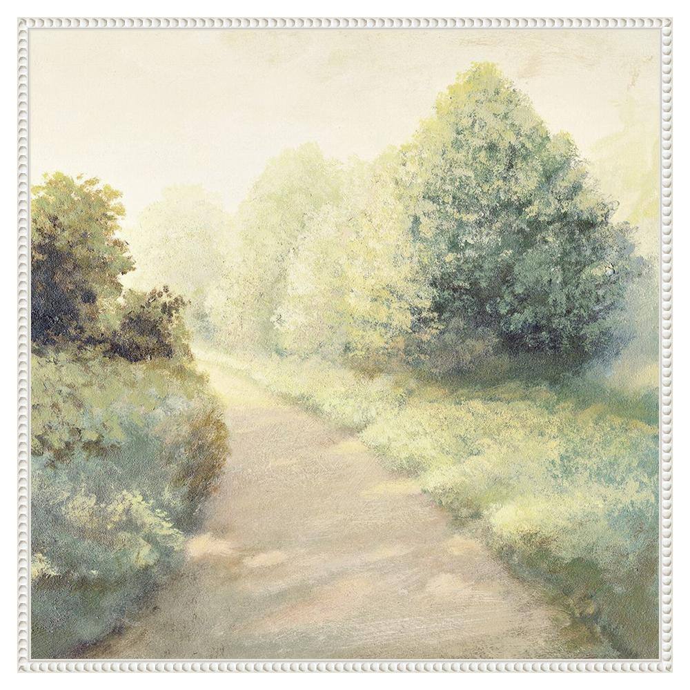 Michael Marcon 30"x30" Sylvie Beaded White Framed Canvas Nature Print