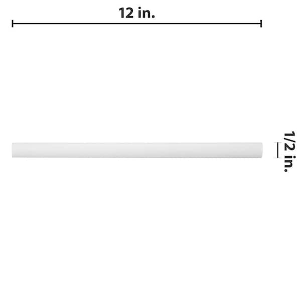 Merola Tile - Chester Demi-Bullnose Matte Bianco 1/2 in. x 12 in. Satin Ceramic Wall Tile Trim