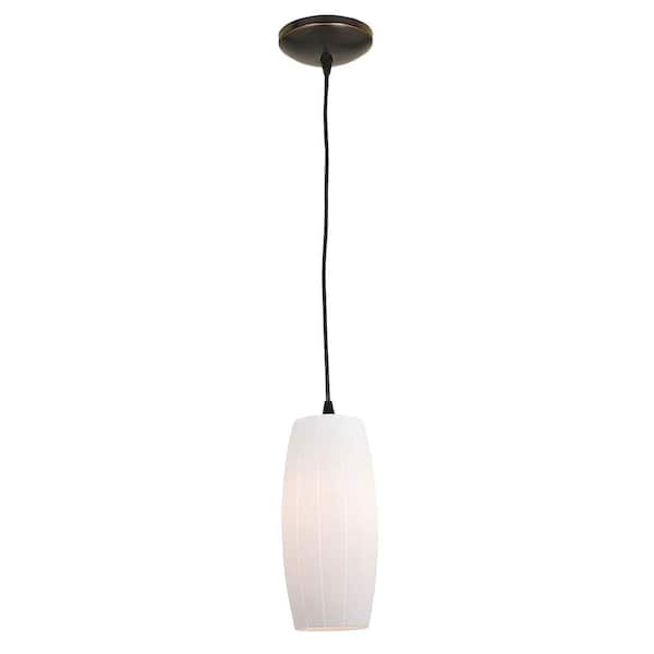 Access Lighting 1-Light Pendant Oil Rubbed Bronze Finish White Glass-DISCONTINUED