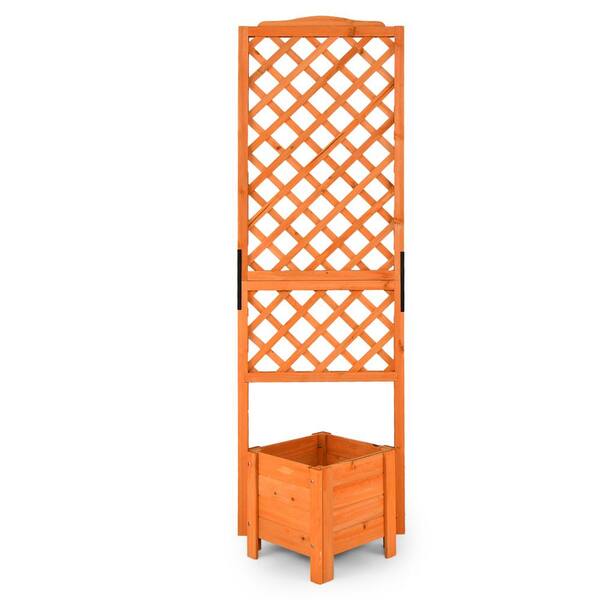 ANGELES HOME Orange Wood 71 Bed Trellis 8CK39GT21OR The Planter - in. Box Home and with Raised Depot Garden