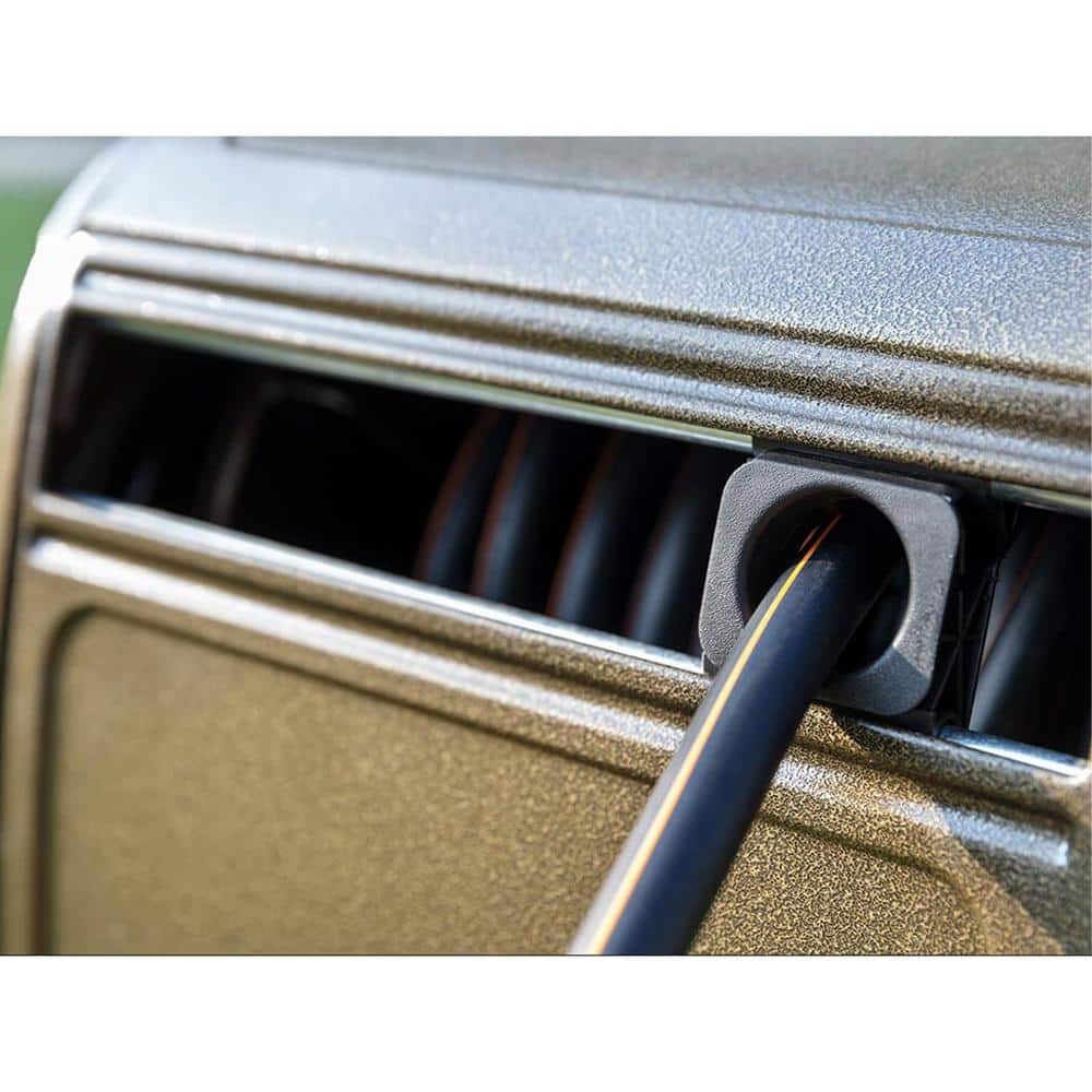 Heavy-Duty Green Metal Garden Hose Reel Box with Crank Handle