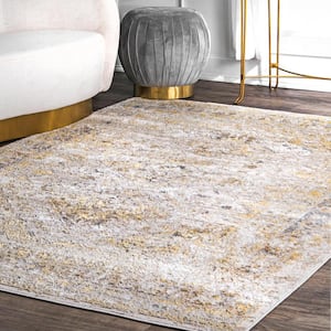 Vintage Speckled Shaunte 6 ft. 7 in. x 9 ft. Gold Oval Area Rug