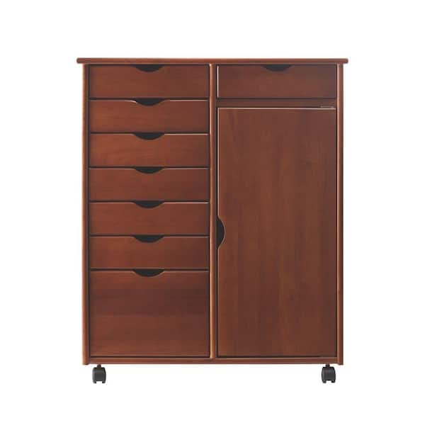 Home Decorators Collection Stanton Double Wide 8-Drawer Storage Cart in Walnut