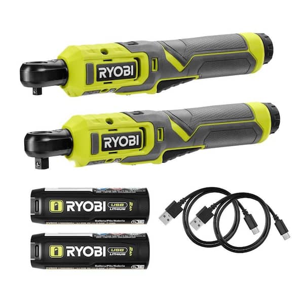 USB Lithium 1/4 in. Ratchet Kit & USB Lithium 3/8 in. Ratchet Kit with (2) 2.0 Ah Battery & (2) USB Charging Cables