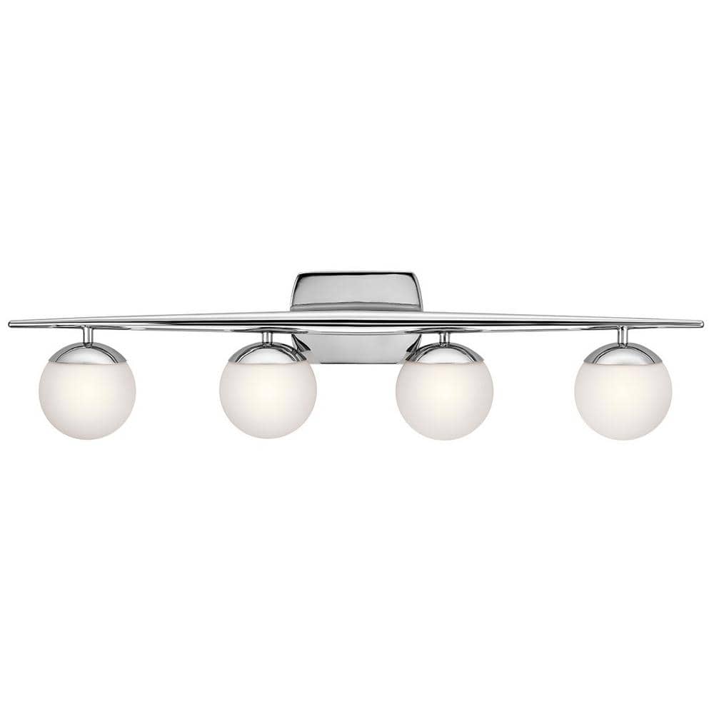 Jasper 32.25" Chrome Halogen Vanity Light with Globe Shades