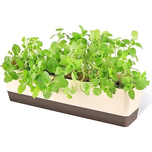 Window Boxes, 1-Pack 16 in. x 3.8 in. Indoor Rectangle Planter, Herb Succulent Cactus Window Box with Saucer Plastic