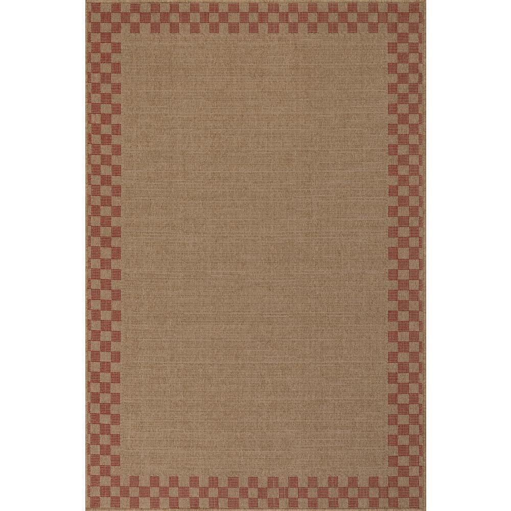 nuLOOM Vesna Bordered Checkered Red 4 ft. x 6 ft. Outdoor Area Rug ...