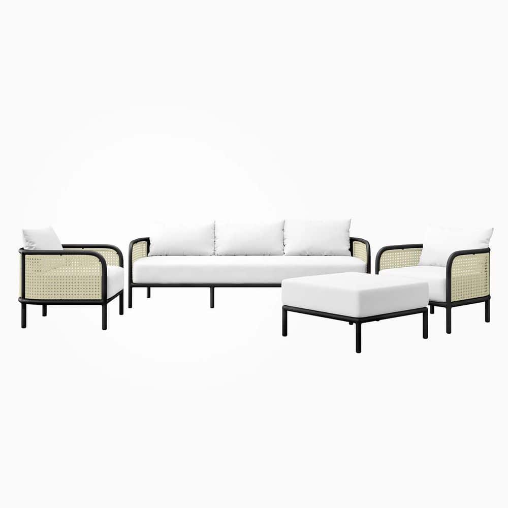 MODWAY Hanalei 4Piece Aluminum Outdoor Patio Furniture Set with Ivory