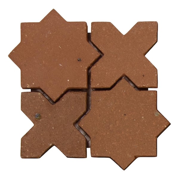 Star and Cross Brown 6 in. x 6 in Matte Terracotta Look Ceramic Floor and Wall Mosaic Tile (0.25 sq. ft./Case)