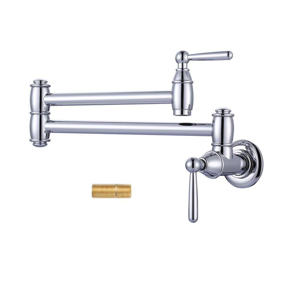 Stainless Steel Wall-Mounted Commercial Kitchen Faucet 360° Swivel for Sinks Coffee Bars in Polished Chrome price history on PriceWatchPro