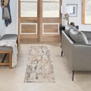 Rustic Textures Beige/Grey 2 ft. x 8 ft. Abstract Contemporary Kitchen Runner Rug Area Rug