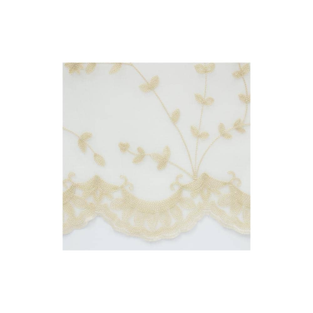 Grandeur Cream Embroidered Sheer Rod Pocket Valance