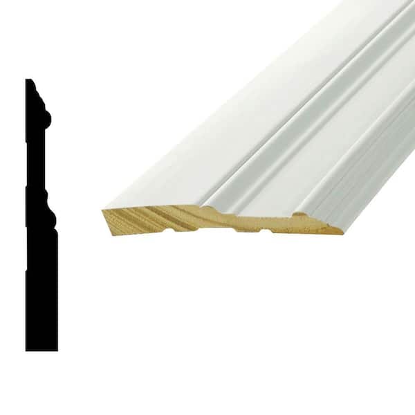 Woodgrain Millwork WP 5709 5/8 in. x 5-1/4 in. x 96 in. Primed Finger-Jointed Pine Base Moulding