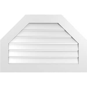 36 in. x 24 in. Octagonal Top Surface Mount PVC Gable Vent: Functional with Standard Frame