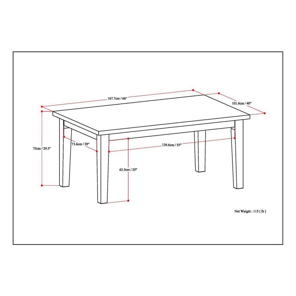 Eastwood 66" Oak Rectangular Contemporary Dining Table