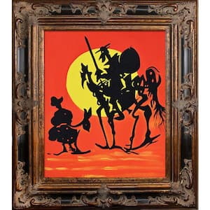 "Don Quixote Reproduction with Excalibur" by Nora Shepley Framed Abstract Wall Art Oil Painting 31.5 in. x 35.5 in.