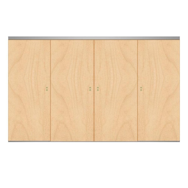Impact Plus 120 in. x 80 in. Smooth Flush Stain Grade Maple Solid Core MDF Interior Closet Sliding Door with Chrome Trim