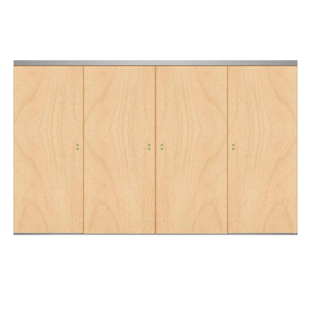 144 in. x 96 in. Smooth Flush Stain Grade Maple Solid Core MDF Interior Closet Sliding Door with Chrome Trim price history on PriceWatchPro