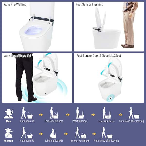 CASAINC Elongated Smart Bidet Toilet with Heated Seat and Off-Seat Flushing
