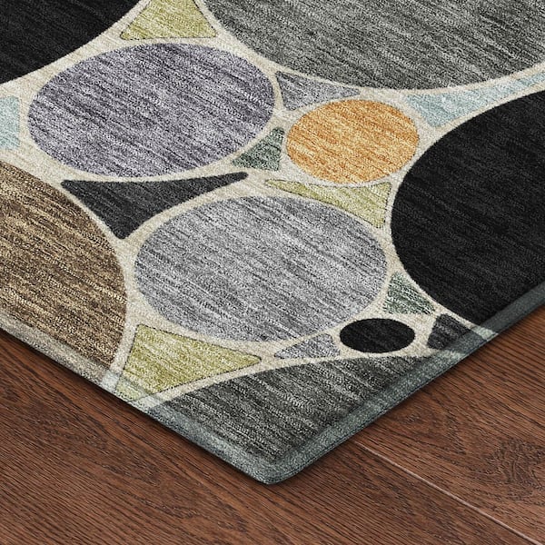 Mayfield Premium Machine Washable Abstract AMF2516 Black 5 ft. x 7 ft. 6 in. Area Rug