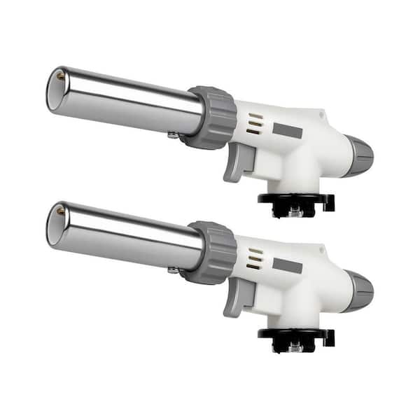 Aluminum Alloy Black Finish Culinary Torch Head with Adjustable Dual Flame Mode and Piezo Ignition 2-Pack