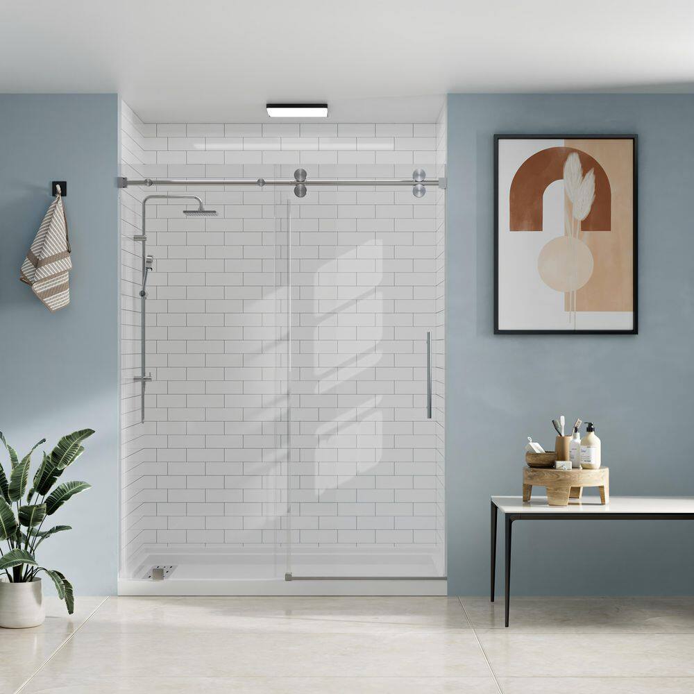32 in. L x 60 in. W x 96 in. H Alcove Shower Stall/Kit Sliding Door in Brushed Nickel with Left Drain and Glossy Bricks price history on PriceWatchPro