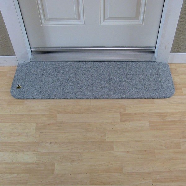Hrokz 4 inch Floor Transition Strip Threshold Ramp Aluminum, 36'' Thresholds Reducer for Doorways Wheelchair Tile Wood Floors, Extra Wide Metal Grey