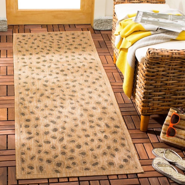 Courtyard Natural/Gold 2 ft. x 10 ft. Animal Print Indoor/Outdoor Patio  Runner Rug