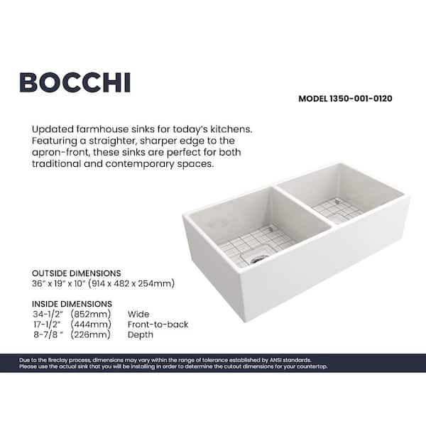 Contempo Farmhouse Apron Front Fireclay 36 in. Double Bowl Kitchen Sink with Bottom Grid and Strainer in White