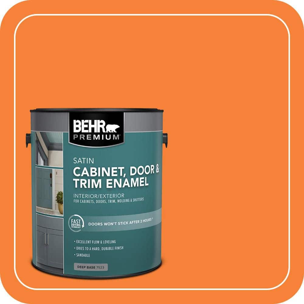 BEHR PREMIUM 1 gal. #230B-6 Orange Burst Satin Enamel Interior