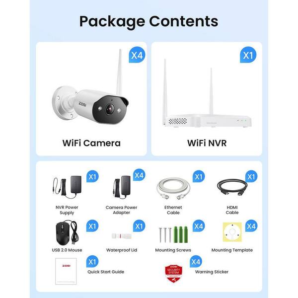 ZOSI WiFi 6 8-Channel 3MP 2K NVR Security Camera System with 4
