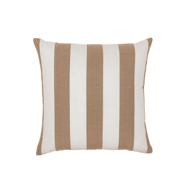 Cabana Stripe Beige/Natural Set of Two 18 in. Knife Edge Filled Outdoor Throw Pillow
