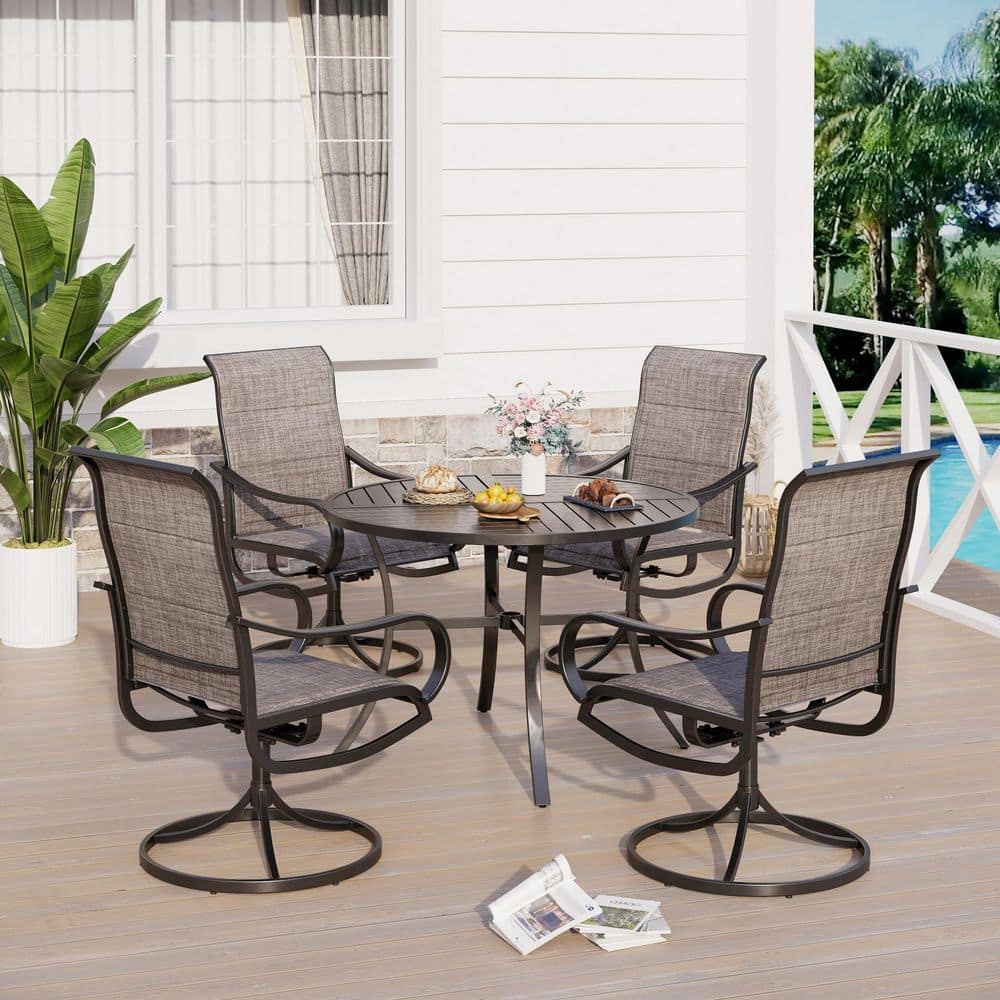 5 Pieces Patio Dining Set for 4 Textilene Outdoor Dining Table for Garden Brown price history on PriceWatchPro