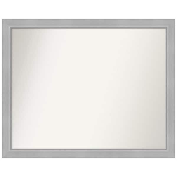 Amanti Art Vista Brushed Nickel Narrow 30.5 in. W x 24.5 in. H Non-Beveled Bathroom Wall Mirror in Silver