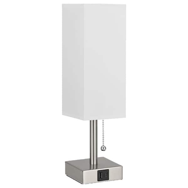 Unbranded Upgraded 14.7 in. Silver Dimmable Integrated LED Task and Reading Lamp with USB Port in White Shade