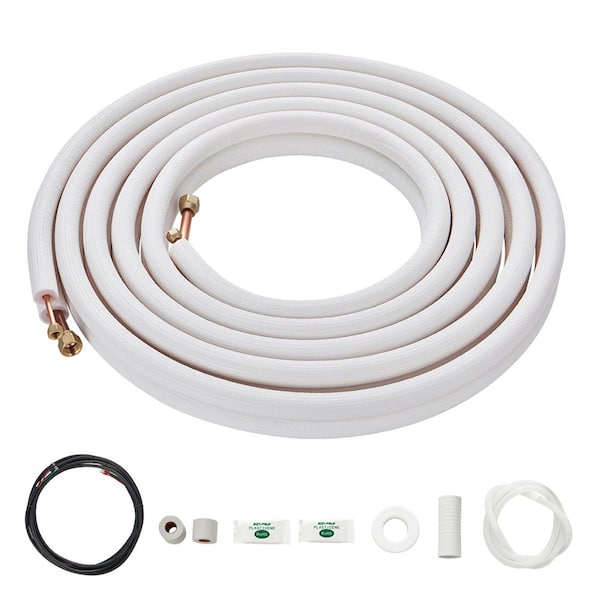 SKYSHALO Mini Split Line Set 25 ft. 1/4 in. and 1/2 in. O. D Copper Pipes Tubing and Triple-Layer Insulation for Air Conditioning