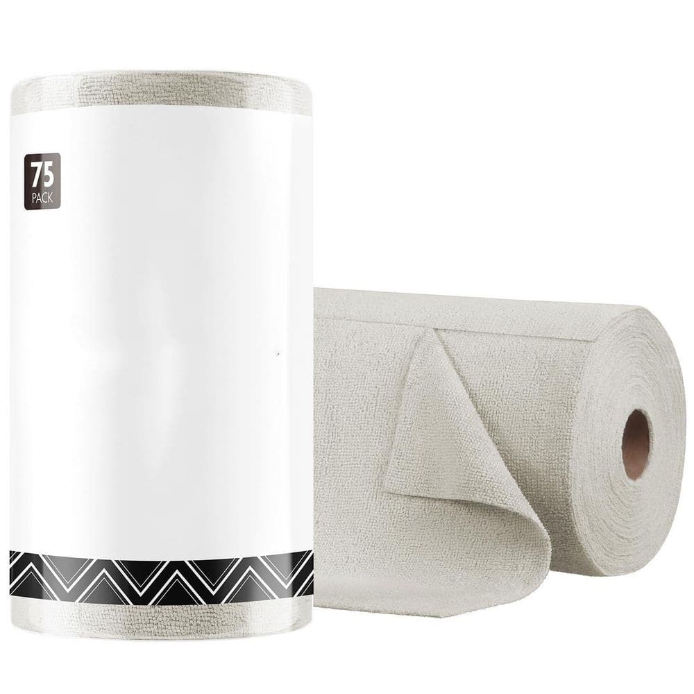 75-Piece Bathroom Accessory Set in Cool Gray, 12 in. x 12 in. Microfiber Cleaning Cloth Roll, Tear Away Microfiber Towel price history on PriceWatchPro