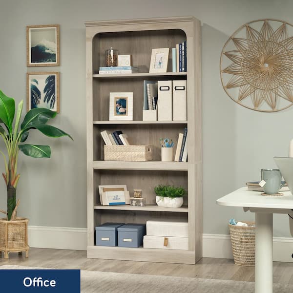 Select 73.11 in. Tall Chalked Chestnut Finish Particle Board 4-Shelf Bookcase