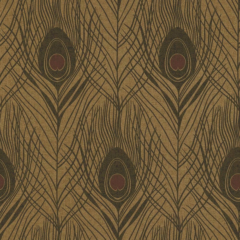 Absolutely Chic Metallic Black/Brown Vinyl Non-Woven Non-Pasted Peacock Fea