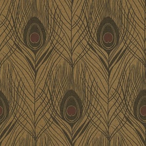 Absolutely Chic Metallic Black/Brown Vinyl Non-Woven Non-Pasted Peacock Feather Metallic Wallpaper (Covers 57.75 sq.ft.)