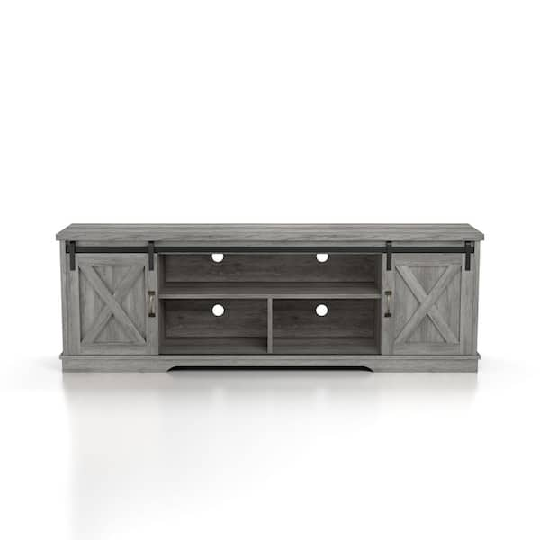 Furniture of America Cheverly 71 in. Vintage Gray Oak TV Stand