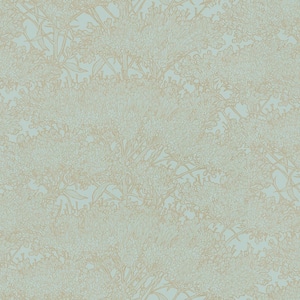 Absolutely Chic Blue/Green Cherry Blossom Motif Vinyl on Non-Woven Non-Pasted Metallic Wallpaper (Covers 57.75 sq.ft.)