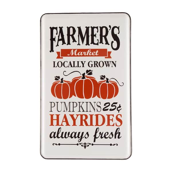 Glitzhome 23.62 in. H Enameled Metal Pumpkins Wall Sign